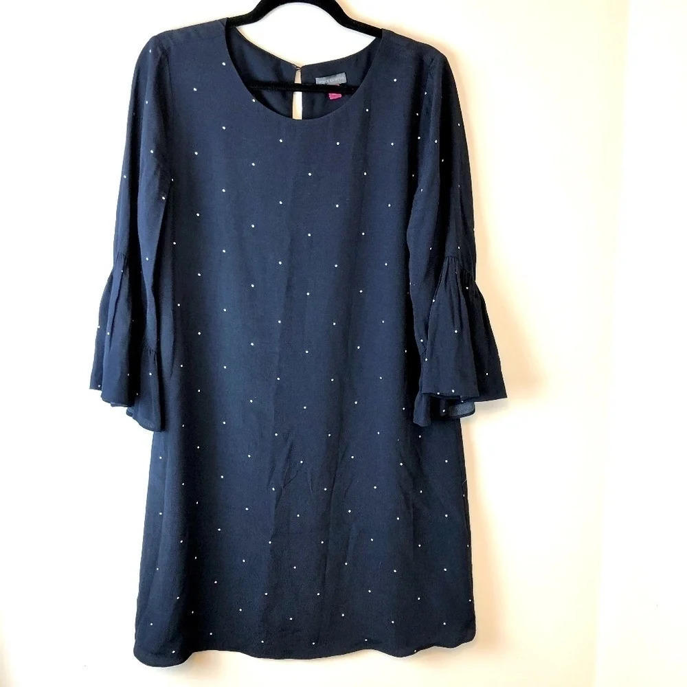 Vince Camuto | Polka Dot Ruffle-Sleeve Shift Dress - Picture 2 of 6